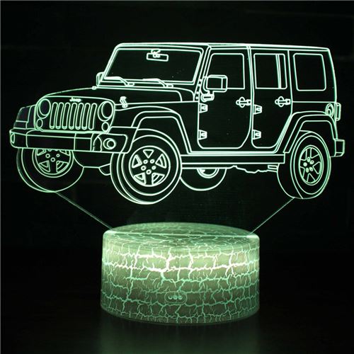 Stack Lampe 3D Tactile Veilleuses Enfant 7 Couleurs Avec Telecommande - Voiture #106 - Image 1