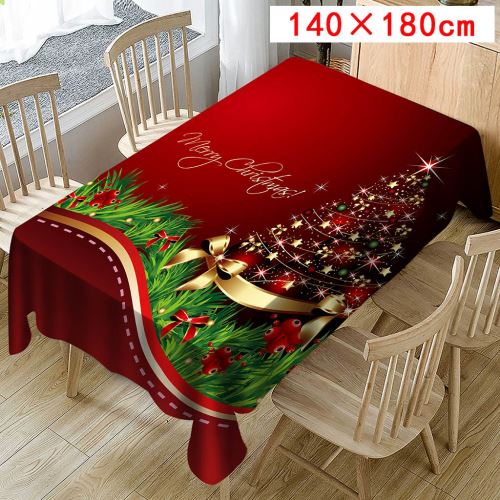 Nappe de Noël Imprimer Rectangle Table Cover Holiday Party Home Decor_Kiliaadk442