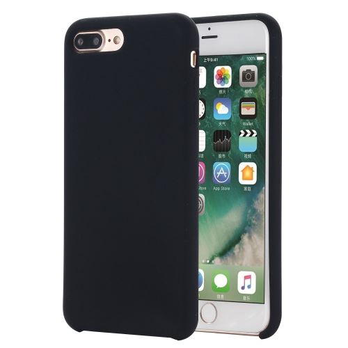 Coque en silicone liquide enroulé sur les bords noir pour votre Apple iPhone 8 Plus/7 Plus