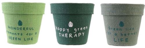 The Home Deco Factory - Pot de fleur jute plastifiée My Little Market (Lot de 3) 13.5 cm