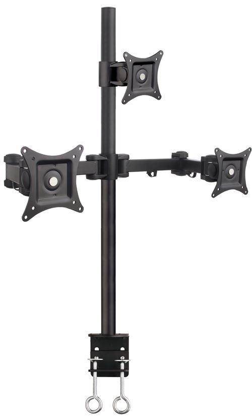 INOTEK AMA DC 330 - Station de travail orientable pour 3 écrans informatiques de 13 à 27 pouces (33 à 69 cm) avec fixation par pince étau