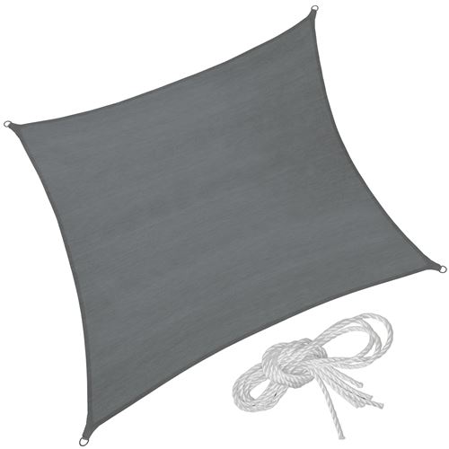 TecTake Voile d'ombrage carrée, gris - 400 x 400 cm