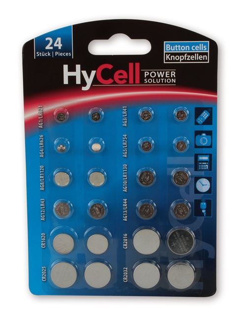 0€11 sur HyCell Jeu économique de 24 piles boutons / 1 paire pour chaque  type CR2032, CR2025, CR2016, CR1620, LR41, LR43, LR44, LR626, LR621, LR754,  LR1120, LR1130 / Idéal pour les clés