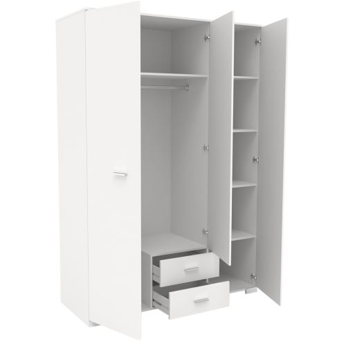 Jupiter Blanc Armoire 3 Portes 2 Tiroirs Avec Miroir Central