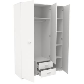 Jupiter Blanc Armoire 3 Portes 2 Tiroirs Avec Miroir Central Achat Prix Fnac