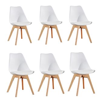 Ensemble table et 6 chaises scandinaves blanches Nora