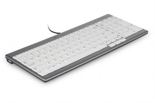 Bakker Elkhuizen BNEU960SCBE Clavier BE Ultraboard 960 AZERTY Blanc/argenté avec câble