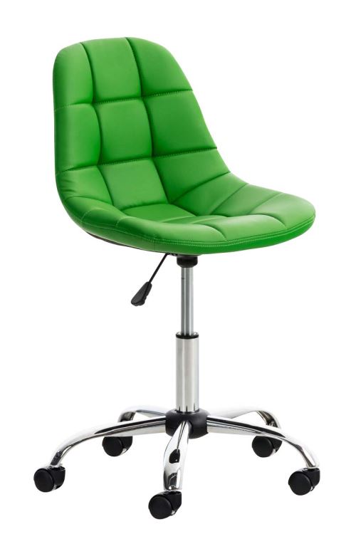 Chaise de Bureau Emil en Similicuir - Tabouret de travail réglable en hauteur et pivotant - Piètement en Métal chromé - Couleur Vert