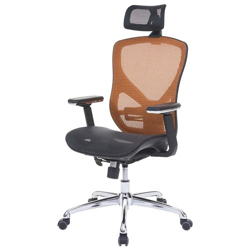 Chaise de bureau MENDLER HWC-A61, chaise pivotante, tissu ISO9001 noir/orange