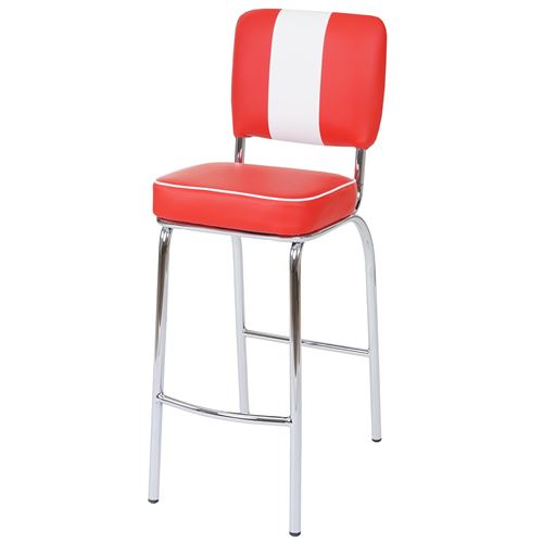 2x Tabouret De Bar Avellino Chaise De Comptoir Design Retro Des Annees 50 Similicuir Rouge Blanc Achat Prix Fnac
