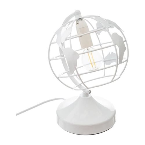 Lampe en forme de globe - D 16,5 x H 24 cm - Blanc