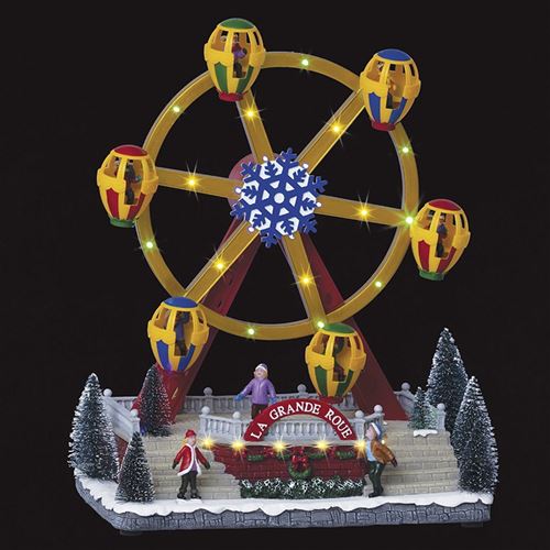 Village de noël animé, lumineux et musical grande roue