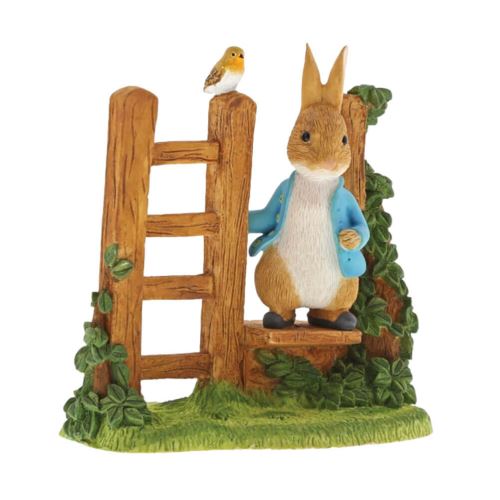 Beatrix Potter Peter Rabbit sur Figurine de montant en bois