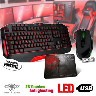 Pro Mk3 Spirit Of Gamer Pack Clavier Souris Et Tapis Retro Eclaire Rouge 3200 Dpi Ensemble Clavier Souris Achat Prix Fnac
