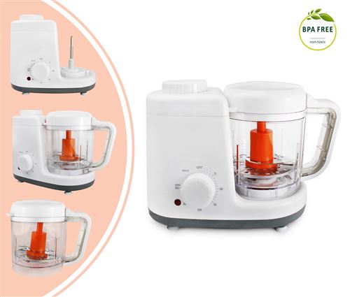 Cuiseur à Vapeur et Mixeur pour Bébé, Robot de Cuisine, Blanc/Gris, Fonctions: 2 en 1 Cuiseur vapeur et mélangeur