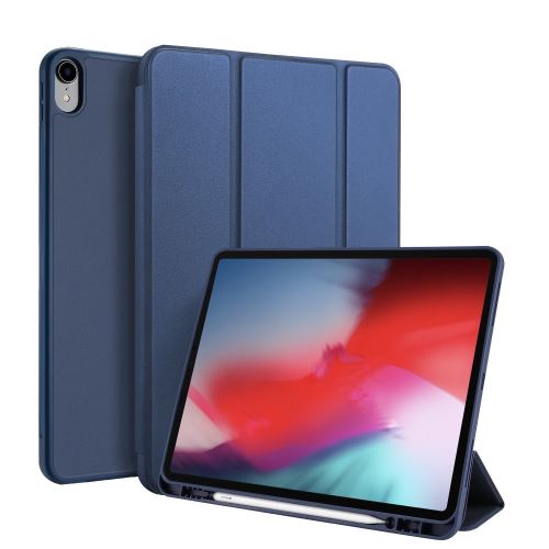 Etui en PU avec support tripliure et porte-stylo bleu pour votre Apple iPad Pro 12.9 pouces (2018)