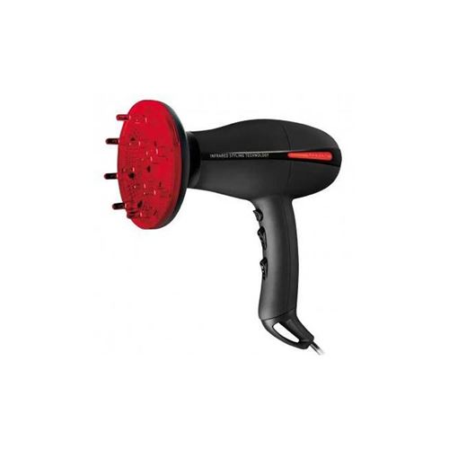 Taurus fashion infrared - sèche cheveux de voyage (2200 w, 2 vitesses, 3 températures, revêtement céramique), noir et rouge