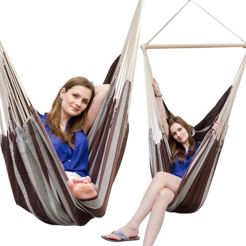 AMANKA Fauteuil Suspendu pour asseoir 2 personnes Hamac 185x130cm chaise 100% coton balançoire XXL 1
