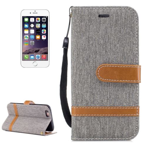 iPhone 6 & 6s Housse Etui Cuir PU Gris Effet tissus Bi color ALS47825
