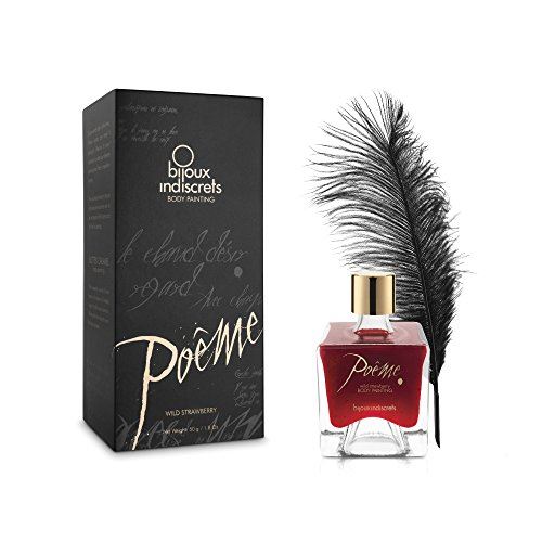 BIJOUX INDISCRETS Poeme - Peinture de Corps avec Plume, Fraise Sauvage, 50g