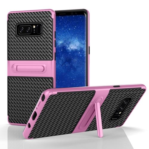 Galaxy Note 8 Coque Protection Plastique Effet Tissus avec Support Rose ALS52031