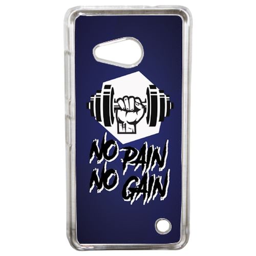 Coque No Pain No Gain Fond Bleu Compatible Lumia 550 Transparent