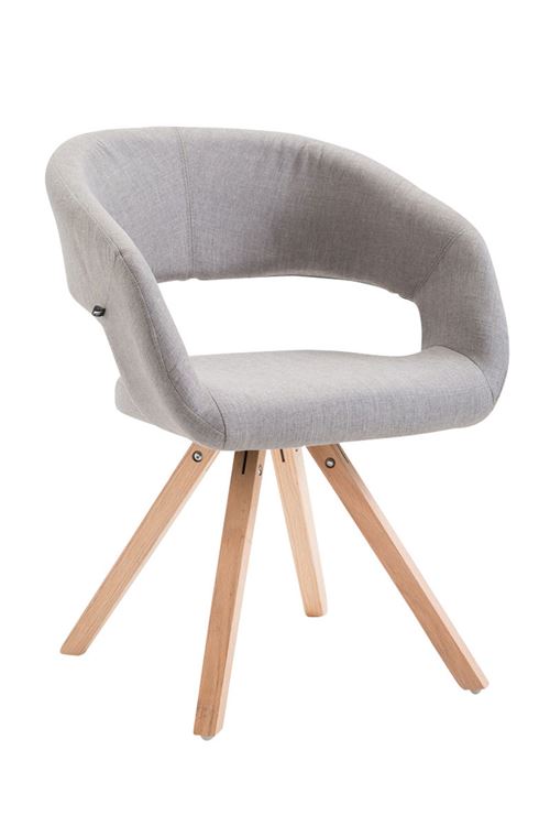 Chaise de salle à manger Suez tissu - Style scandinave - Piètement Nature - Couleur Gris clair