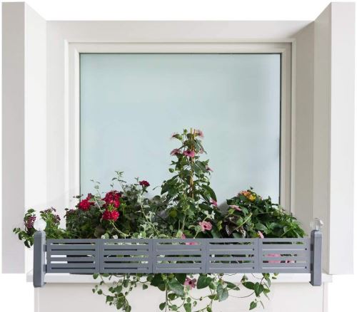 GREEN CREATIONS Porte-fleurs masu set de base s'adapte sur tout rebord de fenêtre de 78 cm à 140 cm sans perçage, sans endommager la façade (set de base : Modern, gris signal)