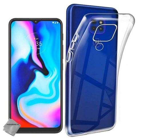 Coque silicone gel fine pour Motorola Moto E7 Plus avec verre trempe - TPU Transparent - htdmobiles