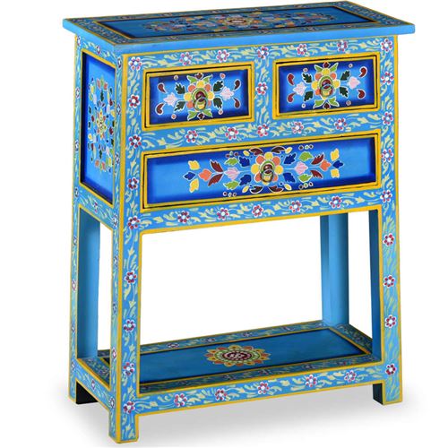 Chunhe Buffet avec tiroirs Bois massif de manguier Peinture turquoise AB244840