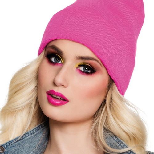 bonnet rose fluo adulte