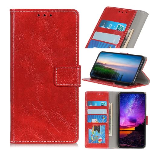 Etui en PU crazy horse vintage rouge pour votre Motorola P40 Play