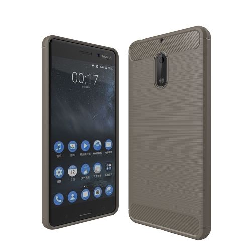 Nokia 6 Coque Protection TPU Effet Carbone Brossé Gris ALS54463