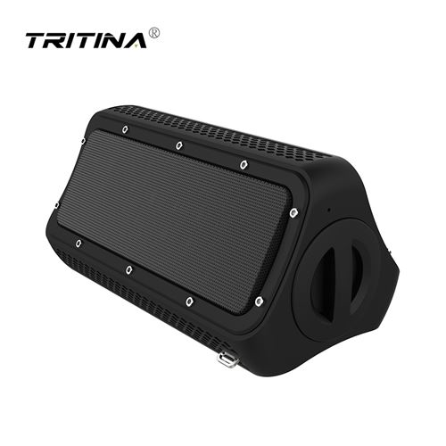 Tritina Haut-parleur portable imperméable à l'eau avec micro, sauvegarde de l'énergie Smartphone intégré, double amplificateur amélioré de pilote, résistant à l'eau pour la douche - Noir