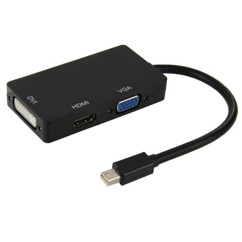 Connectique Câble & adaptateur moniteur Mini DisplayPort Male to HDMI + VGA + DVI Adaptateur femelle Câble convertisseur pour Mac Book Pro Air, Longueur de câble: 17cm (Noir)