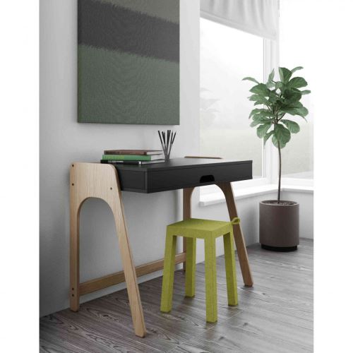 Bureau 1 étagère en bois noir et imitation chêne clair - BU0001
