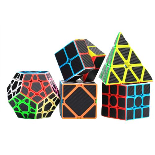 2X2 3X3 Obliquité Cube En Fibre de Carbone Autocollant Magic Cube Puzzle Toy Set 5 BT128