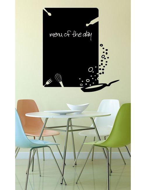 HOMEMANIA Tableau Noir Sticker - Murale - Menu - pour Séjour, Cuisine - Noir en Vinyle, 50 x 0,1 x 50 cm