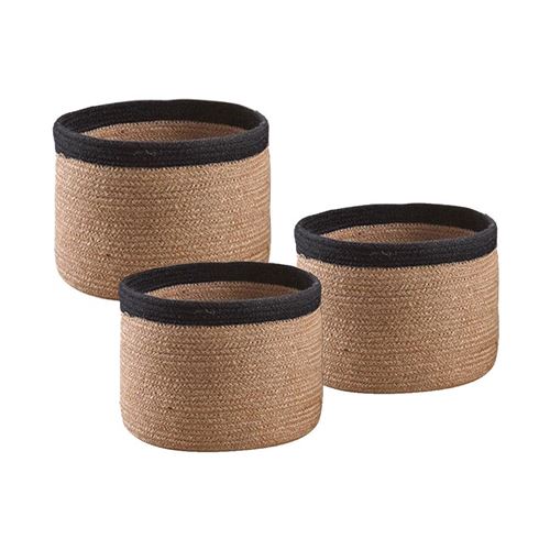 Aubry Gaspard - Cache-pot rond en jute (Lot de 3) Naturel