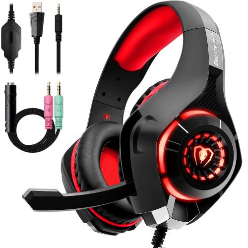 FUNINGEEK Micro Casque Gaming PS4 Switch avec Micro Anti Bruit Casque Gamer  Xbox One Filaire LED Lampe Stéréo Bass Microphone Réglable avec Micro