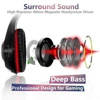 Casque V3 avec Micro et LED Casque Gamer Bruit Isolation Écouteur  Sur-Oreille Stéréo Musique pour PC/PS4/XBOXone - Rouge