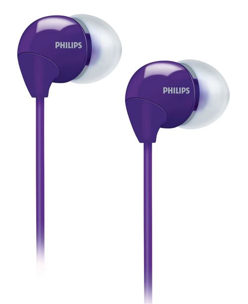 Philips SHE3590PP Écouteurs intra-auriculaires filaires avec 3 paires d'embouts ergonomiques, basses profondes, Violet