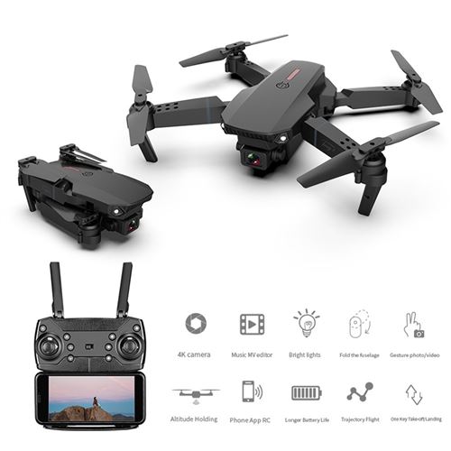 Drone X Pro2.4G Selfie WIFI FPV avec caméra HD 1080P Quadricoptère RC pliable RTF - noir