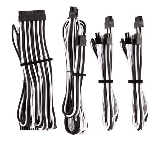 corsair corsair premium sleeved kabel-set (gen 4) - weiß/schwarz noir