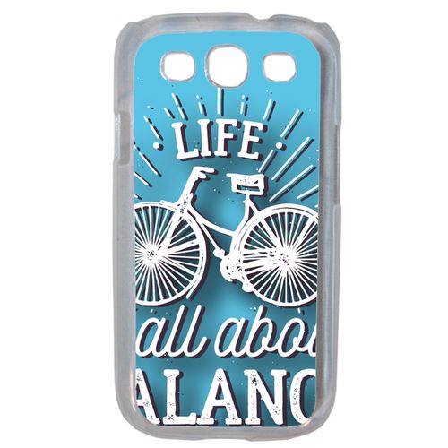 Coque Life Il All About Balance Fond Bleu Compatible Samsung S3 Mini Transparent