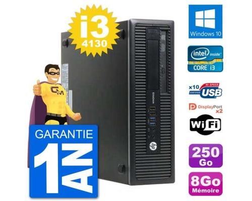 PC HP EliteDesk 800 G1 Core i3-4130 RAM 8Go Disque Dur 250Go Windows 10 Wifi