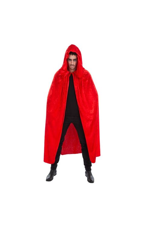 Cape Capuche Velours Rouge Luxe 182cm - Rouge - Taille Unique