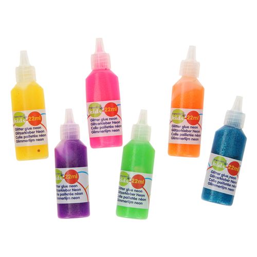 Néon Glitter Glue, 6pcs.