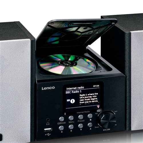 Chaine HiFi Lenco Mini chaine hifi lecteur cd radio portable pll fm avec  bluetooth noir