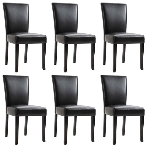 vidaXL 6 pcs Chaises de salle à manger Noir Similicuir